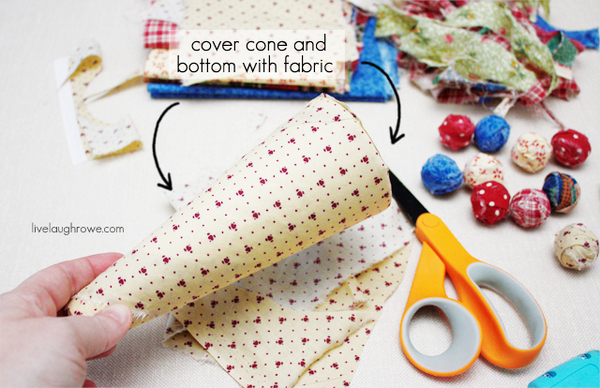 cover the styrofoam cone with fabric